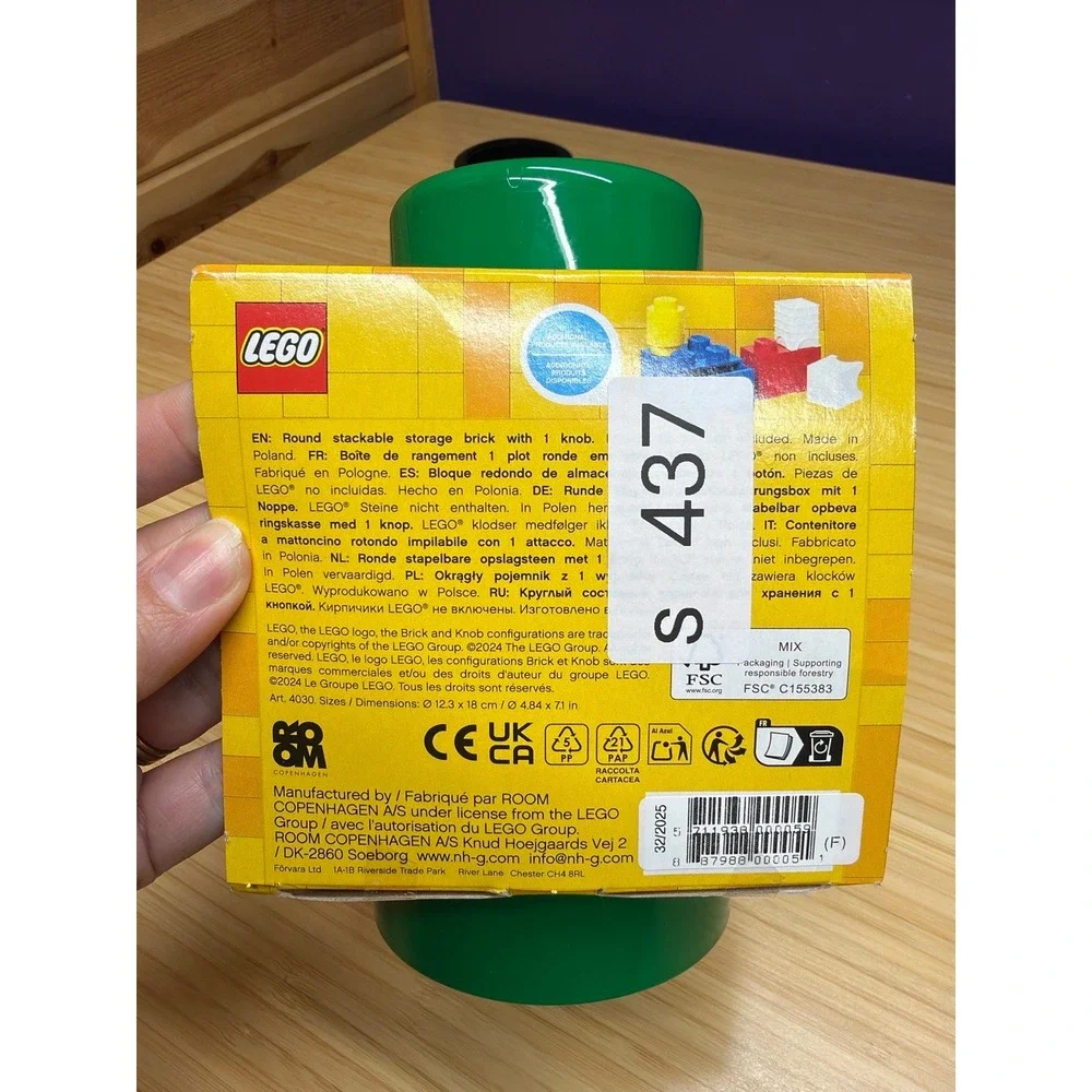 LEGO Green Storage Brick 1 Knob Container 4030 Stackable Organizer New